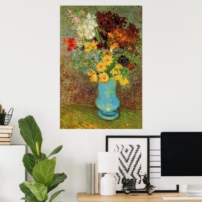 Póster Vaso com Margaridas e Anêmonas por Vincent van Gog (Escritório em casa)