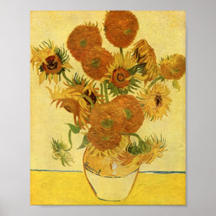 Póster Vaso com quinze girassóis, belas artes de Van Gog