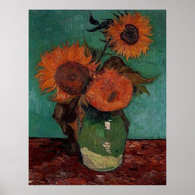 Poster vaso com três girassóis, van Gogh (Frente)