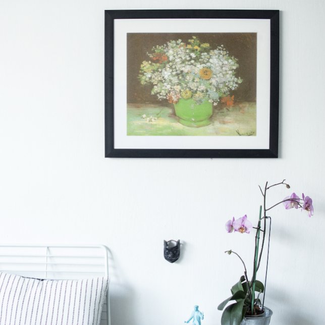 Póster Vaso com Zínias e Flores por Vincent van Gogh (Criador carregado)