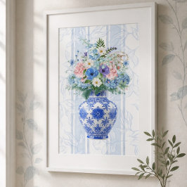 Poster Vaso de Chinoiserie Aquarela