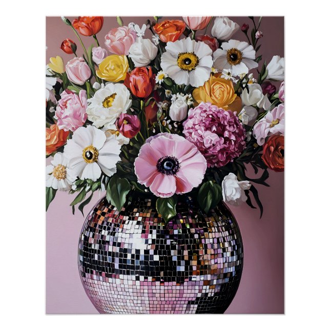 Póster Vaso de Disco com Flores (Frente)