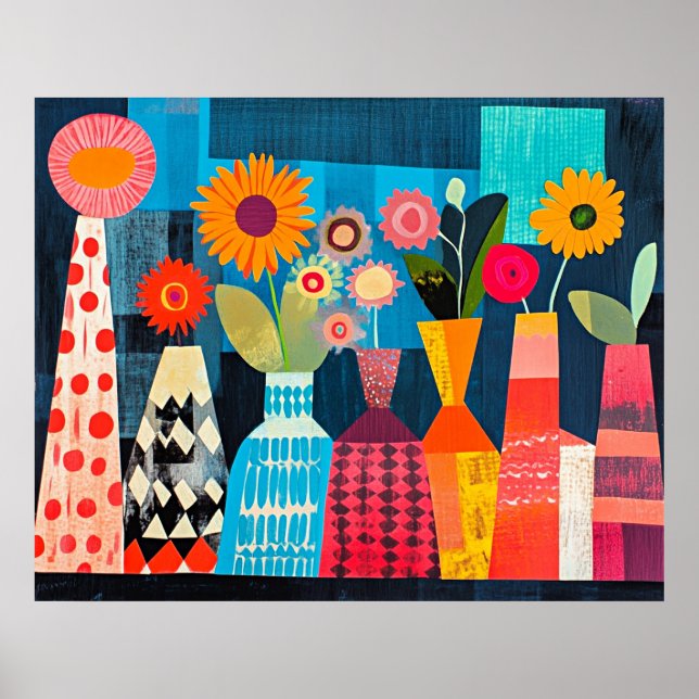 Poster Vaso de Flores Abstrato Moderno (Frente)