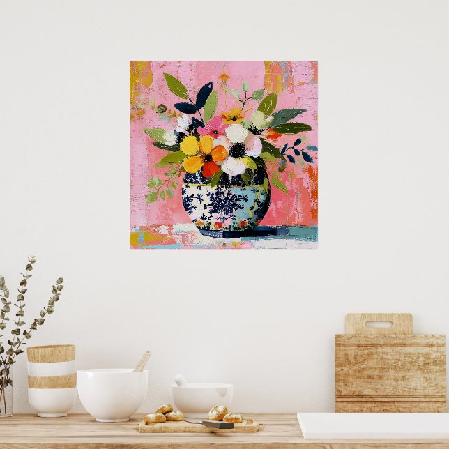 Poster Vaso de Flores Colorido e Vibrante (Cozinha)