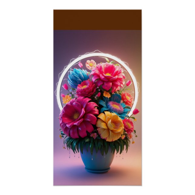 Póster Vaso de Flores com Flores Multicoloridas  (Frente)