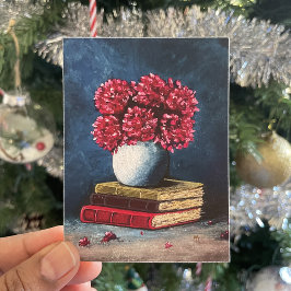 Poster Vaso de flores de livros azuis cor-de-rosa lendo v