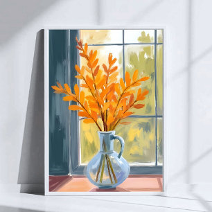 Poster Vaso de Flores de Outono Arte em Aquarela