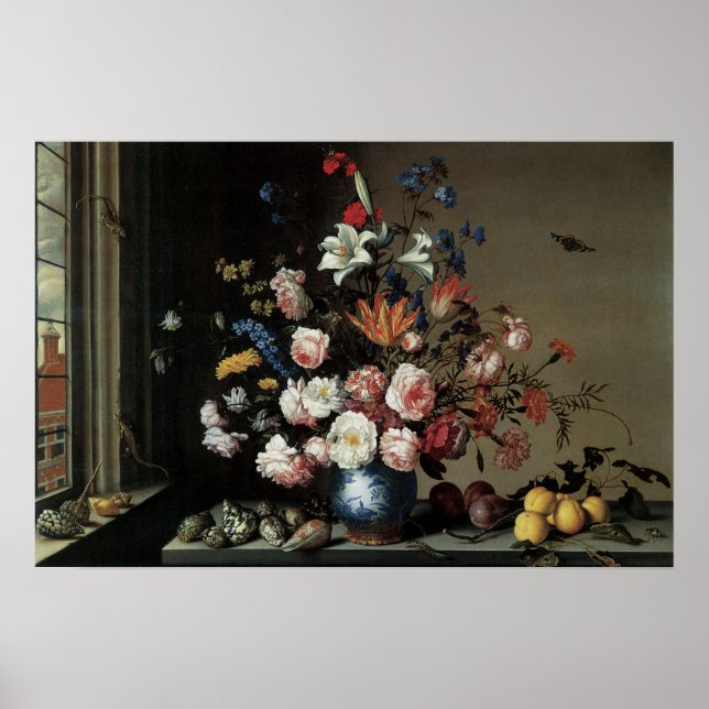 Poster Vaso de Flores junto à Janela, Balthasar van der A (Frente)