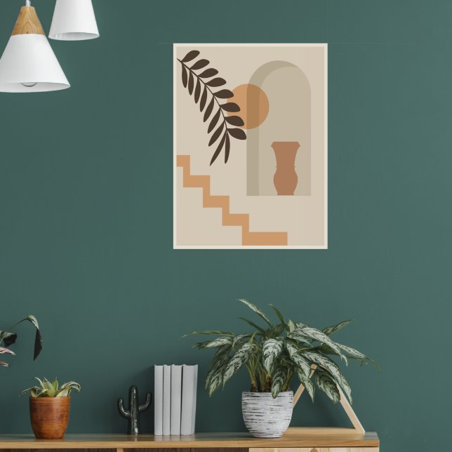 Poster Vaso de Folha de Escada Sol, Arte Geométrica Abstr (Sala de Estar 1)
