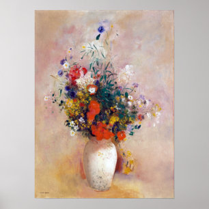 Póster Vaso de Odilon Redon das flores (fundo