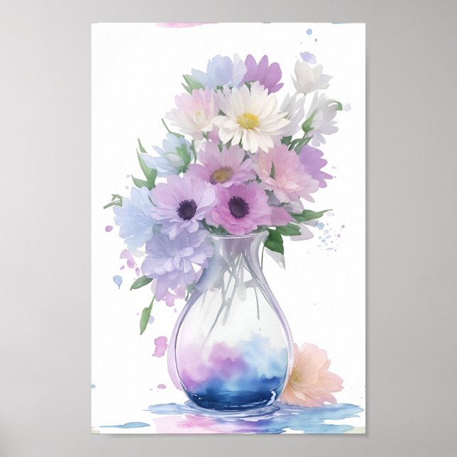 Poster Vaso de Pastel Flores Aquáticas Flor (Frente)