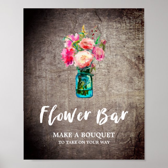 Poster Vaso de Pedra e Buquê de Flores Barra de Flores (Frente)