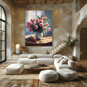 Poster Vaso de Rosas Cor-de-Rosa junto à Janela – Arte Im