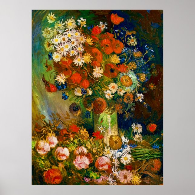 Poster Vaso de Van Gogh com Centáureas e Papoulas (Frente)