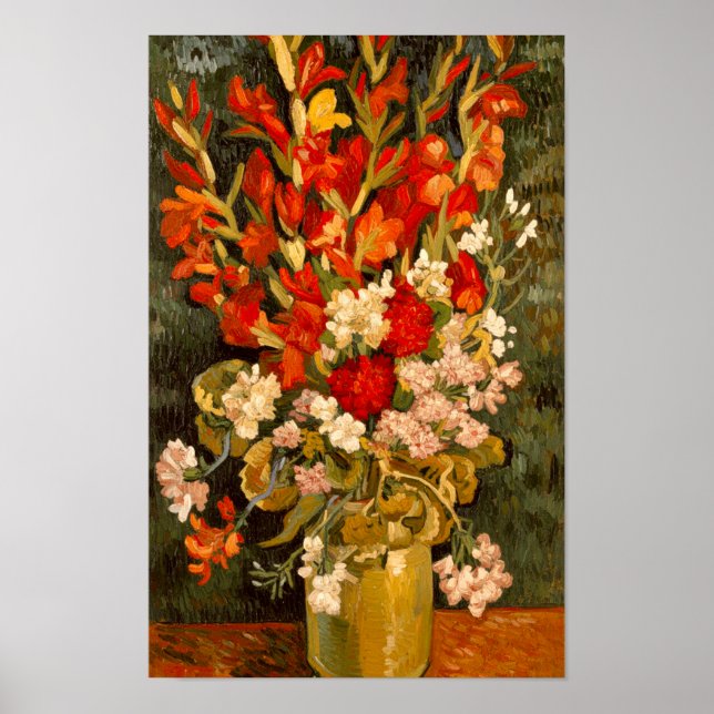 Poster Vaso de Van Gogh com Gladiolos e Cravos (Frente)