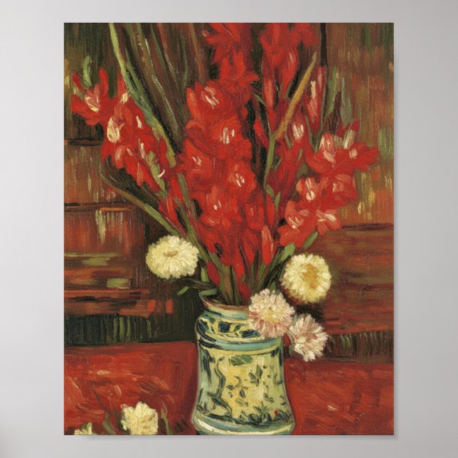 Poster Vaso de Van Gogh com Gladíolos Vermelhos (Frente)