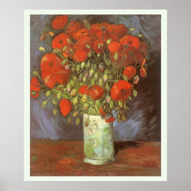 Poster Vaso de Vida com Papoulas Vermelhas de Vincent van (Frente)