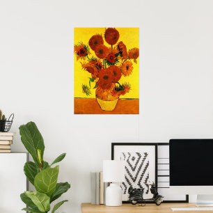 Póster Vaso de Vida Contínua com 15 Girassóis Vincent v