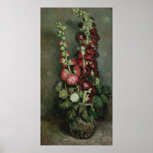 Póster Vaso dos Hollyhocks, 1886 de Vincent van Gogh  