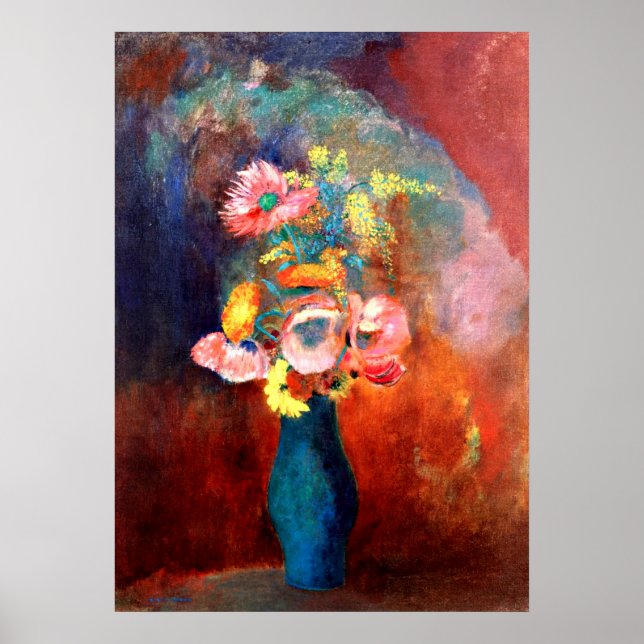 Póster Vaso Eetéreo de Flores, pintura de Odilon Redon (Frente)