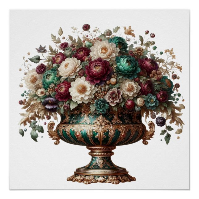 Póster Vaso Floral da Baviera Vitoriana (Frente)