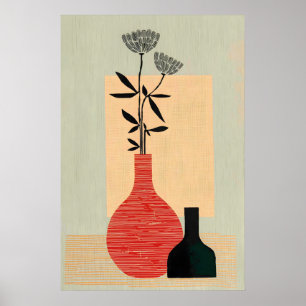 Poster Vaso Modernista de Meados do Século Arte de Parede