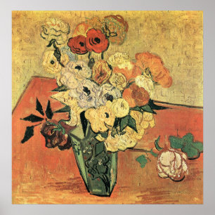 Poster Vaso, rosas e anêmonas japoneses-Vincent van Gogh