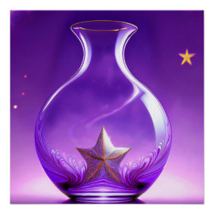 Póster Vaso Roxo Transparente Com Estrela Tudo Sob Cúpula