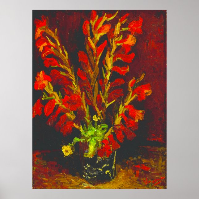 Poster Vaso Van Gogh com Gladiolos Vermelhos (Frente)