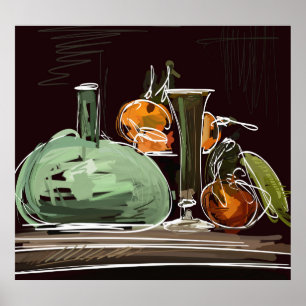 Poster Vaso Verde Fruta expressionista
