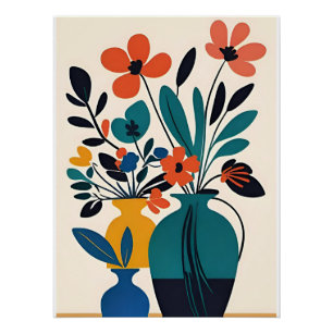 Póster Vasos de Flores Estilo Matisse