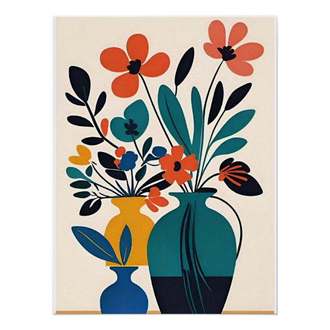 Póster Vasos de Flores Estilo Matisse (Frente)