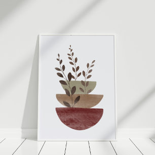 Poster Vasos Florais de Aquarela de Terracota Arte Boho d