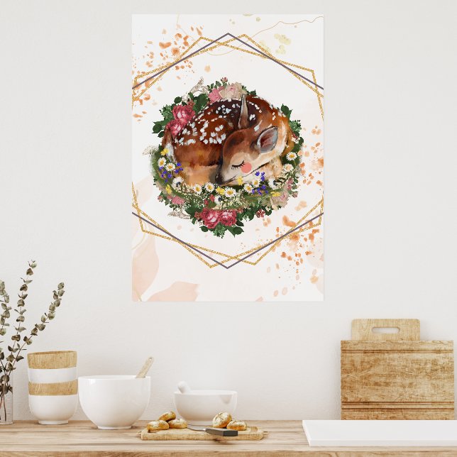 Poster Vassoura Dormindo, Gráfico Marrom de Animais (Cozinha)