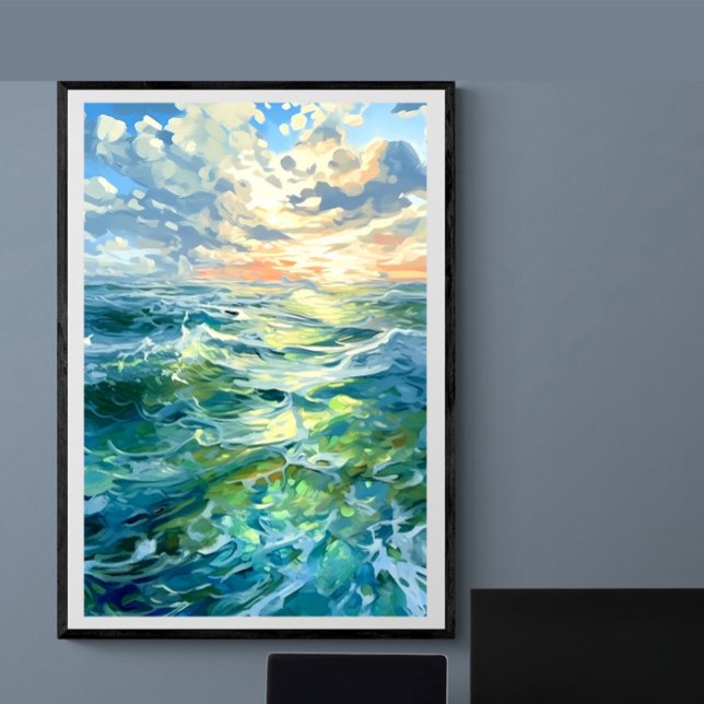 Poster Vastos mares oceânicos no pôr do sol | Ai (Criador carregado)
