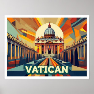 Poster Vaticano artístico Viagem de Cidade do  colorido