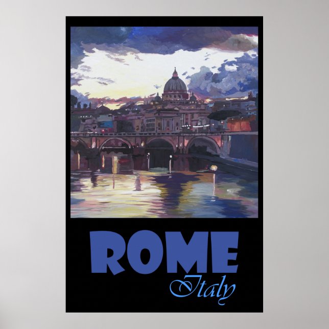 Poster Vaticano Roma Itália Retro Viagem (Frente)