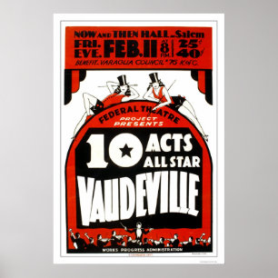 Poster Vaudeville All Star WPA 1938