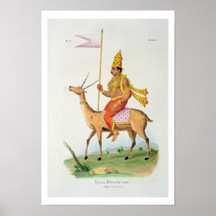 Poster Vayu, gravado por C. de Motte (1785-1836) (cor
