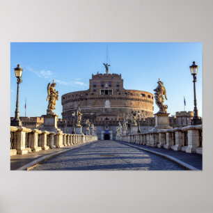 Poster Vazia Ponte Sant'Angelo ao amanhecer - Roma, Itál