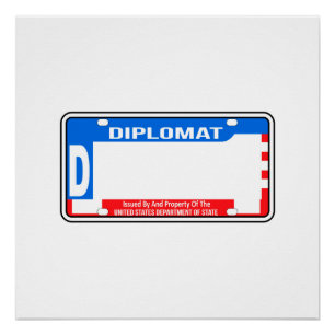 Póster Vazio de Placa de Licença Diplomática dos EUA