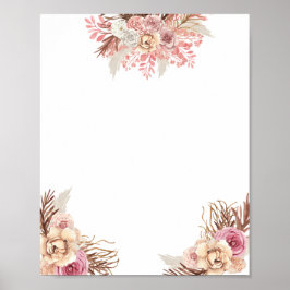 Poster Vazio DIY Modern Boho Dusty Rosa Floral