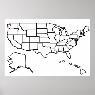 Poster VAZIO do Mapa dos EUA nos Estados Unidos