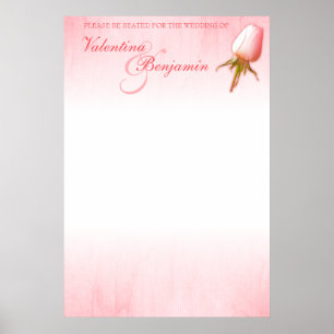 Póster Vazio do Plano de Mesa de Casamento Rosa Rosa Rosa