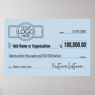 Poster Vazio Giant Check for Sweepstakes, Prêmios, Charit