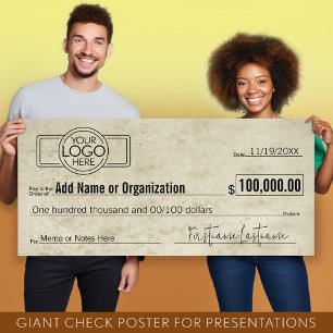 Poster Vazio Giant Check for Sweepstakes, Prêmios, Charit