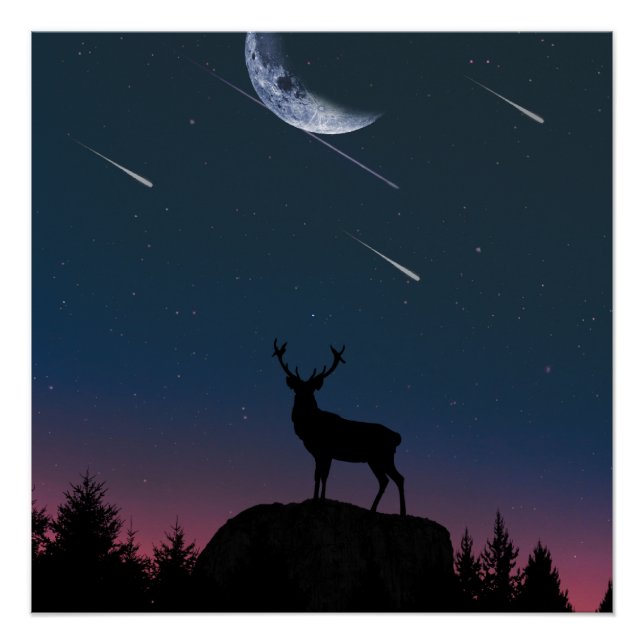 Póster veado à luz da lua (Frente)