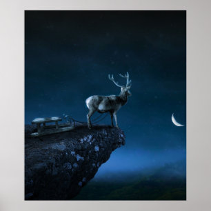 Poster veado à luz da lua