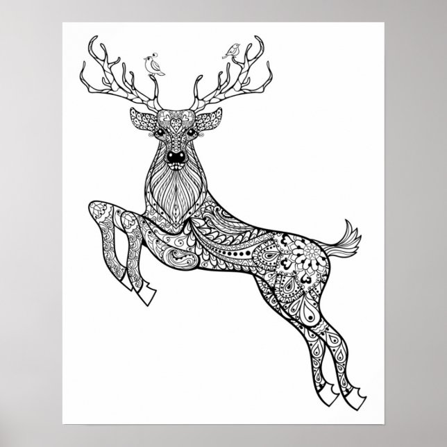 Póster Veado Corado Mágico com Porco de Aves 2 (Frente)