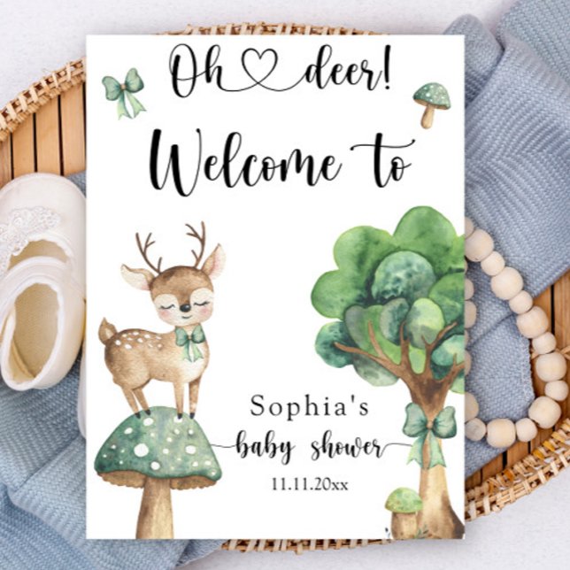 Poster Veado da floresta de aquarela - chá de fraldas de  (Criador carregado)